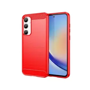 Htdmobiles Coque pour Samsung Galaxy A35 5G - housse etui silicone gel carbone + verre trempe - ROUGE pas cher