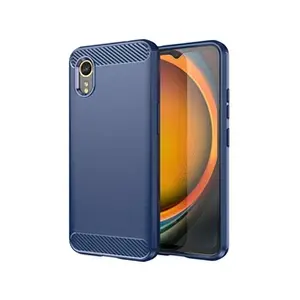 HTDMOBILES Coque pour Samsung Galaxy Xcover 7 - housse etui silicone gel carbone + verre trempe - BLEU FONCE pas cher