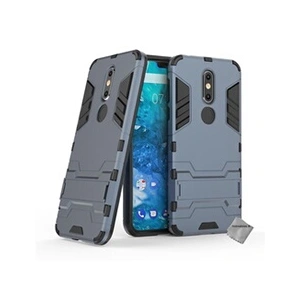 Htdmobiles Housse etui coque rigide anti choc pour Nokia 7.1 (2018) + verre trempe - BLEU FONCE - pas cher