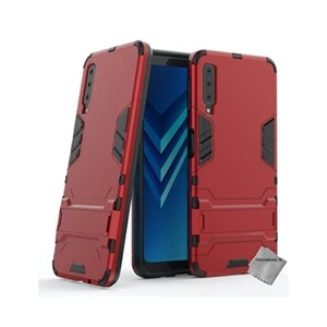 Comparateur de prix : Htdmobiles Coque rigide anti choc pour Samsung Galaxy A7 (2018) + verre trempe - ROUGE