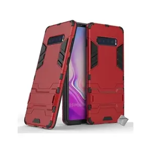 Htdmobiles Housse etui coque rigide anti choc pour Samsung Galaxy S10+ Plus + verre trempe - ROUGE - pas cher