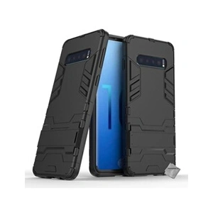 Htdmobiles Housse etui coque rigide anti choc pour Samsung Galaxy S10 + verre trempe - NOIR - pas cher