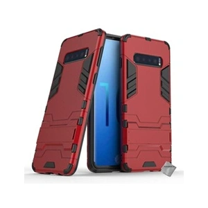 Htdmobiles Housse etui coque rigide anti choc pour Samsung Galaxy S10 + verre trempe - ROUGE - pas cher