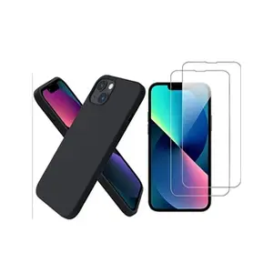 Comparateur de prix : Coque Pour iPhone 13 Silicone Noir + 2 Verres Trempes Little Boutik®