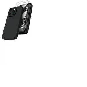 Comparateur de prix : Coque Pour iPhone 15 Pro Max Silicone Noir + 2 Verres Trempes