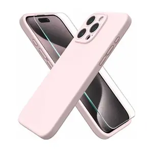 Little Boutik Coque Pour iPhone 15 Pro Max Silicone Rose + Verre Trempe pas cher