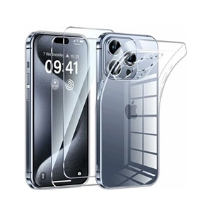 LITTLE BOUTIK Coque Pour iPhone 15 Pro Max Silicone Transparente + 2 Verres Trempes pas cher