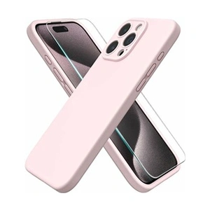 Little Boutik Coque Pour iPhone 15 Pro Silicone Rose + Verre Trempe pas cher