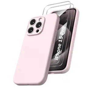 Little Boutik Coque Pour iPhone 15 Pro Silicone Rose + 2 Verres Trempes pas cher