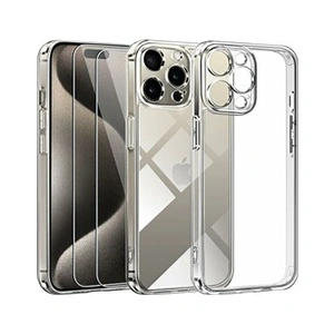 LITTLE BOUTIK Coque Pour iPhone 15 Pro Silicone Transparente + 2 Verres Trempes pas cher