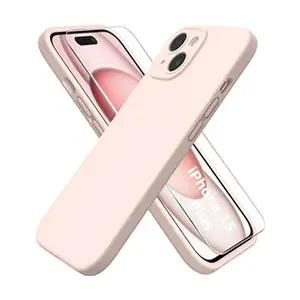 Little Boutik Coque pour iPhone 15 Plus Silicone Rose + Verre Trempe pas cher