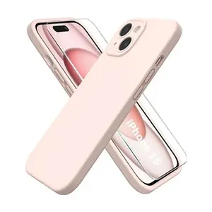 Little Boutik Coque pour iPhone 15 Silicone Rose + Verre Trempe pas cher