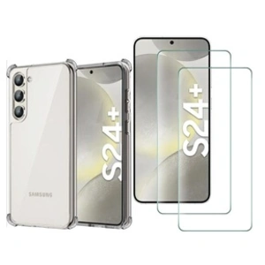 Little Boutik Coque Pour Samsung Galaxy S24 Plus Silicone Transparente Angles Renforces + 2 Verres Trempes pas cher