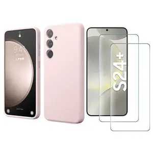 Little Boutik Coque Pour Samsung Galaxy S24 Plus Silicone Rose + 2 Verres Trempes pas cher