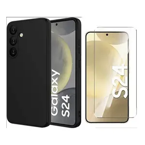 Coque Pour Samsung Galaxy S24 Silicone Noir + Verre Trempe Little Boutik© pas cher