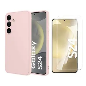 Little Boutik Coque pour Samsung Galaxy S24 Silicone Rose + Verre Trempe pas cher