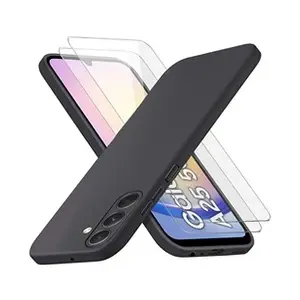Coque Pour Samsung Galaxy A25 5G Silicone Noir + 2 Verres Trempes pas cher