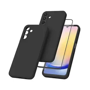 LITTLE BOUTIK© Coque Pour Samsung Galaxy A25 5G Silicone Noir + Verre Trempe pas cher
