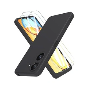 Little Boutik Coque Pour Xiaomi Redmi 13C / Poco C65 Silicone Noir + 2 Verres Trempes