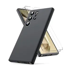 Comparateur de prix : Coque Pour Samsung Galaxy S24 Ultra Silicone Noir + 2 Verres Trempes