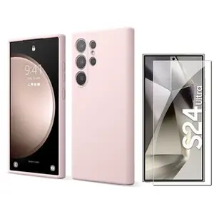 Little Boutik Coque Pour Samsung Galaxy S24 Ultra Silicone Rose + Verre Trempe pas cher