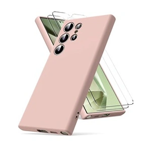 Little Boutik Coque Pour Samsung Galaxy S24 Ultra Silicone Rose + 2 Verres Trempes pas cher