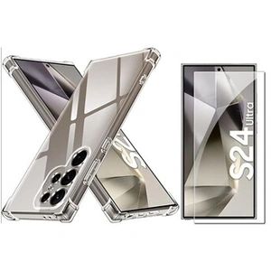 Little Boutik Coque Pour Samsung Galaxy S24 Ultra Silicone Transparente Angles Renforces + Verre Trempe pas cher