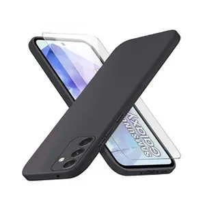 LITTLE BOUTIK Coque Pour Samsung Galaxy A55 5G Silicone Noir + Verre Trempe pas cher