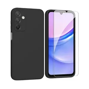 Coque Pour Samsung Galaxy A15 Silicone Noir + Verre Trempe pas cher
