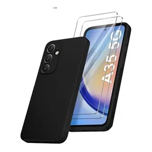 LITTLE BOUTIK© Coque Pour Samsung Galaxy A35 5G Silicone Noir + 2 Verres Trempes pas cher