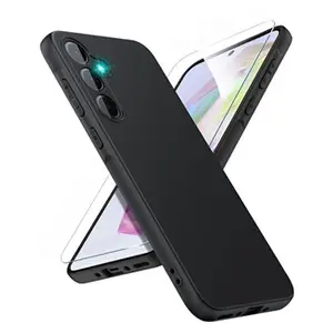 LITTLE BOUTIK Coque Pour Samsung Galaxy A35 5G Silicone Noir + Verre Trempe pas cher