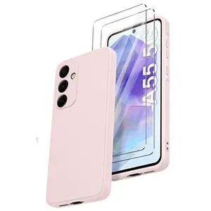 LITTLE BOUTIK© Coque Pour Samsung Galaxy A55 5G Silicone Rose + 2 Verres Trempes pas cher