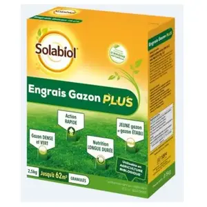 Engrais pour gazon Plus Solabiol 2,5kg 62m² pas cher