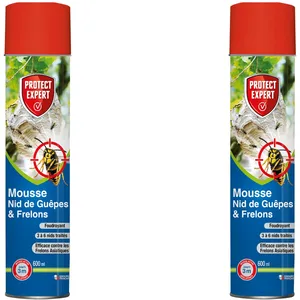 Comparateur de prix : PROTECT EXPERT Lot de 2 Mousses Anti Nid & Anti-Guêpes & Frelons - 2x600 ml - Mousse Action Choc Et Foudroyante - Fabriqué en France