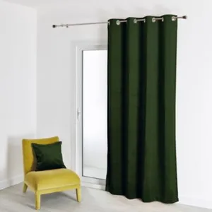 Home Maison Rideau en velours feutré uni (135x260 cm - Vert sapin) pas cher