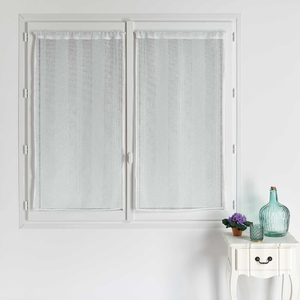 HomeMaison.com Paire de petits voilages unis à rayures fantaisie (45x120cm - Blanc)Vendu parcarrefour
