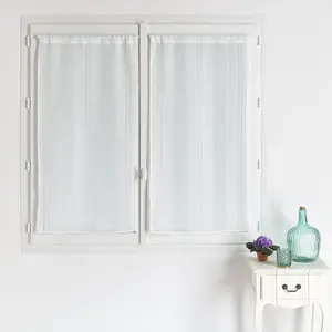 HomeMaison.com Paire de petits voilages unis à rayures fantaisie (60x160 cm - Blanc)Vendu parcarrefour