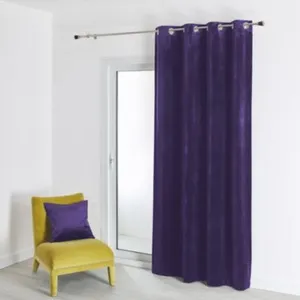 Home Maison Rideau en velours feutré uni (135x260 cm - Violet) pas cher