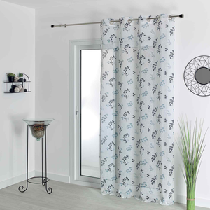 HomeMaison.com Voilage Effet Lin Imprime - Gris - 140 X 240 cm pas cher