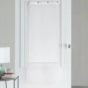 HomeMaison.com Petit rideau droit à anneaux noirs et amovibles (90x210 cm - Blanc) pas cher