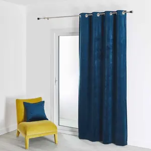 HomeMaison.com 3S. x Home Rideau d'Ameublement Uni Navy 135X260 cm VELOURS pas cher