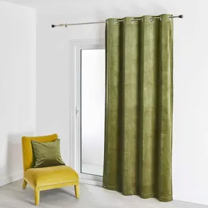 HomeMaison.com 3S. x Home Rideau d'Ameublement Uni Kaki 135X260 cm VELOURS pas cher