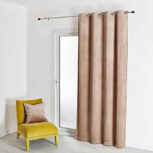HomeMaison.com Rideau - Classique - Velours uni Lin - 135 x 260 cm - Couleur Marron - Intérieur pas cher