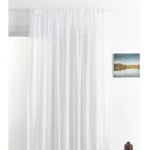 HomeMaison.com Rideau voilage - HOME MAISON - Blanc - 240x300 cm - Polyester-Lin - Bas plombéVendu parcarrefour