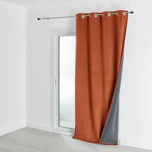 HomeMaison.com Rideau d'Ameublement Velours Double Polaire 135x280 cm VELVETA - Cognac pas cher