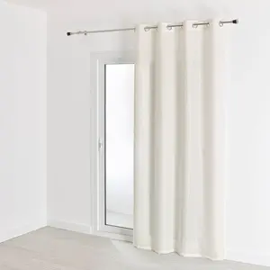 HomeMaison.com Voilage uni à galon fronceur et rayures fantaisie polyester blanc pas cher
