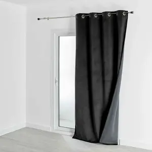 HomeMaison.com Rideau isolant et occultant en velours doublé polaire Noir 135x280 cmVendu par3suisses