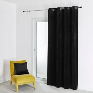 HomeMaison.com Rideau - Velours - Noir - 135 x 260 cm - illets - Lavable en machine pas cher