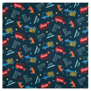GENERIQUE Tissu enfant coton bus vendu au mètre(...) - Bleu pas cher