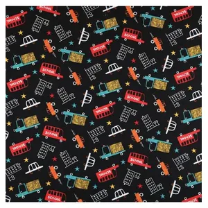 GENERIQUE Tissu enfant coton bus vendu au mètre(...) - Noir